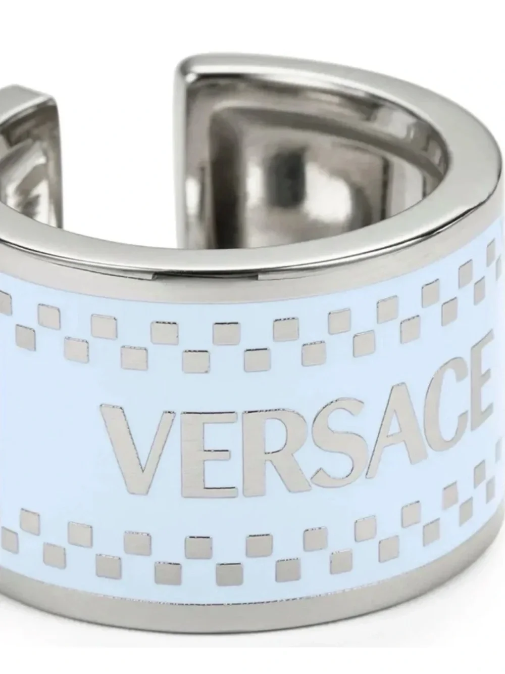 Versace Pale Blue Enamel Logo Ring